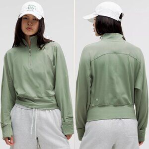 Lululemon It's Rulu Fleece Half Zip size 6 Grey Eucalyptus Pullover Sweatshirt